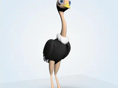 Ostrich in suit 3D model