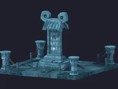 tomb tombstone skull bone cemetery dead headstone rock 3D model