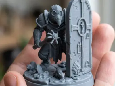 Pre-supported 32mm Grimdark Plague Knight - Fantasy Miniature  3D print model