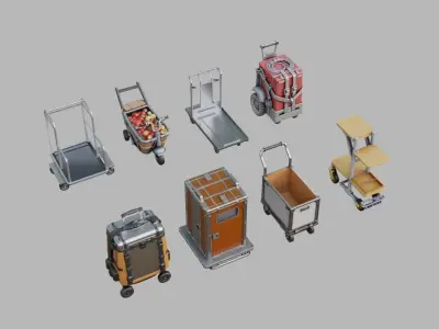 Trolleys Pack Collection Low-poly 3D model