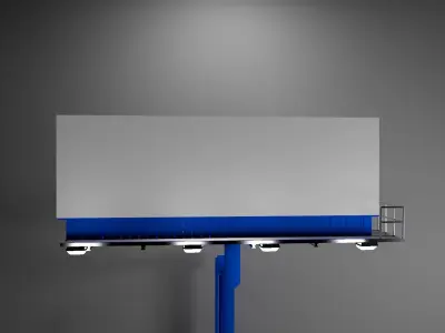 Billboard on pole Low-poly 3D model