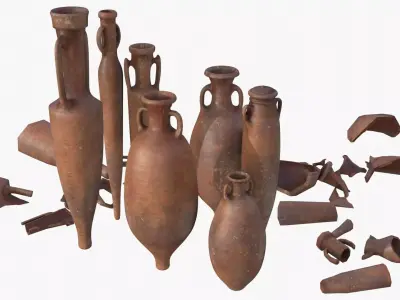 Amphora - Red Terracotta Low-poly 3D model