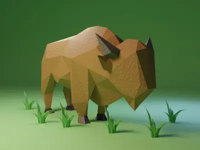 Low Poly Bison Free low-poly 3D model