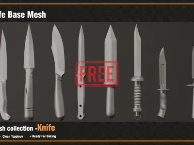 22 Knife Base Mesh- vol 4 - Game Ready Free low-poly 3D model