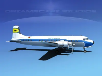 Douglas DC-7B Lufthansa 3D model