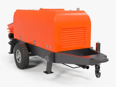 Portable Concrete Pump on Wheeled Chassis 3D model