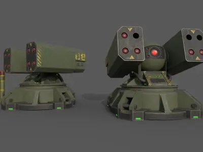 Sci-Fi MissileTurret Low-poly 3D model