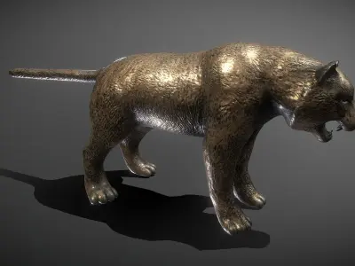 Tiger Bronze Statue Low-poly 3D model