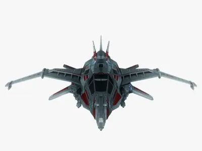 Spaceship fighter 1 game ready Low-poly 3D model