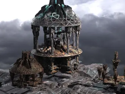 Elven Sci-Fi City monoliths Kit bash 3D model