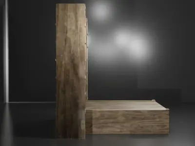 Bed Frame with Shelves - Low poly PBR bedding shelving Free low-poly 3D model