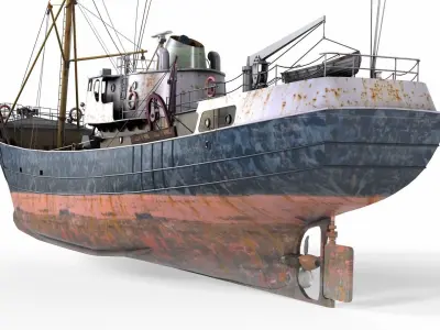North Sea Diesel Trawler Low-poly 3D model