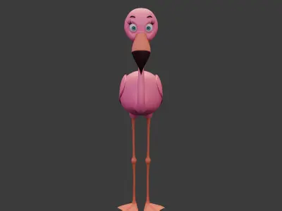 Flamingo cartoon 02 3D model