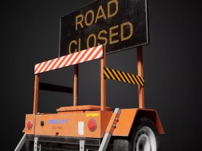 Traffic Message Sign Trailer Low-poly 3D model