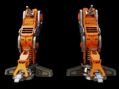 robot leg parts  Low-poly 3D model