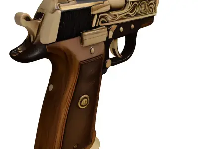 Worn Wooden Pistol Grip 3D model