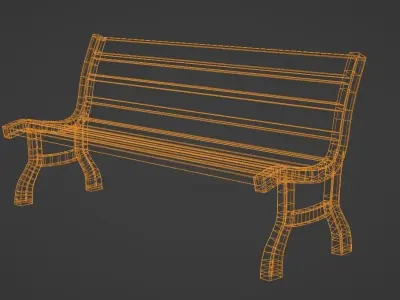 Old Bench Low-poly 3D model