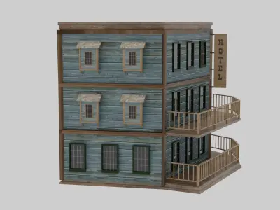 Wild West - Hotel Low-poly 3D model