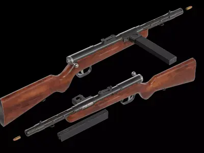 kpist m39 Swedish submachine gun Low-poly 3D model