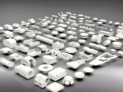 Kitbash-4 set of plastic parts 3D model