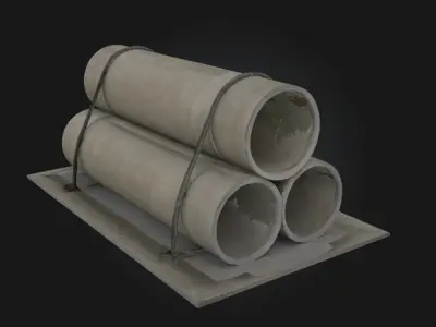 Concrete Pipe Stack Construction Site Prop 3D model