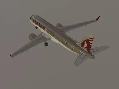 Qatar airways a320neo 3d model Low-poly 3D model