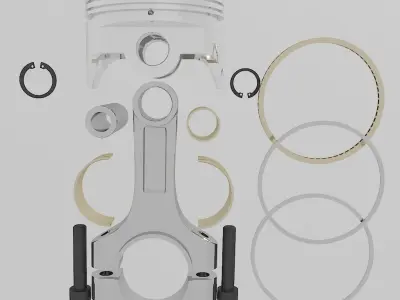 Connecting Rod-Piston with elements 3D model