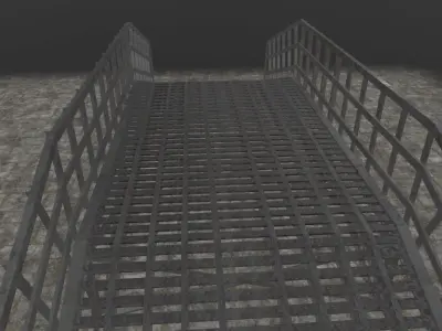 Estacade metal ramp Low-poly 3D model