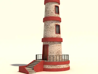 Lighthouse - Red White Design Low-poly 3D model