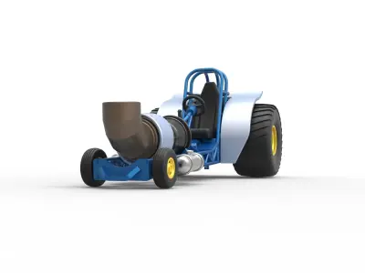 Mini Rod pulling tractor with jet engine 2 Scale 1 to 25 3D print model