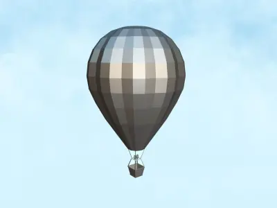 Cartoon Hot Air Balloon Low-poly 3D model