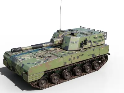 PBR PLA PLZ-07 Self-propelled howitzer  Low-poly 3D model