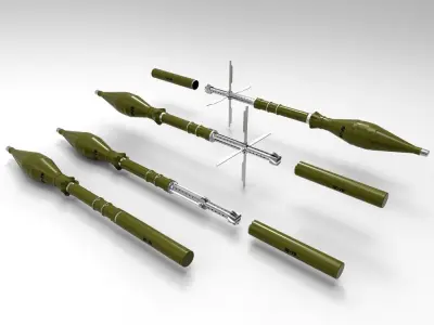 Grenade PG-7V for grenade launcher RPG 7 3D Printable Moulage 3D model