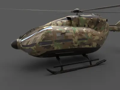 EC145 Military Helicopter Low-poly 3D model