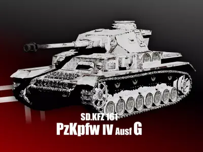 Panzer 4 - PzKpfw IV - Ausf G - Winter Livery Low-poly 3D model