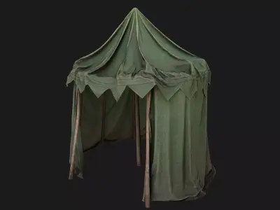 Green Army Military Tent  Low-poly 3D model