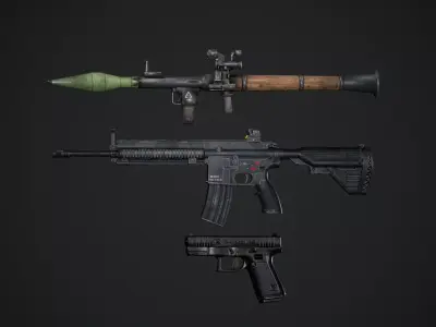 Realistic Weapons Collection Low-poly 3D model