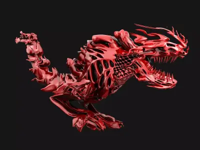 abstract robotic futuristic dinosaur 3D model