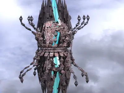 Jelly Fish Sci fi array 4 Low-poly 3D model