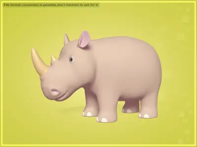  Cartoon Rhino Low-poly 3D model