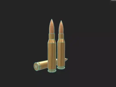 7-08 Remington Ammo Low-poly 3D model