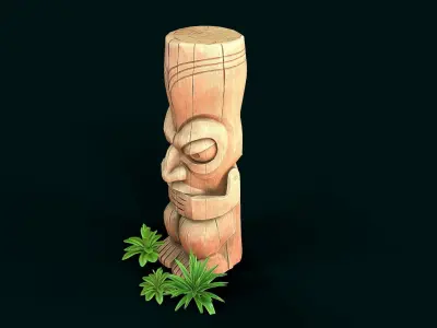 Stylized Wood Totem 3 Low-poly 3D model