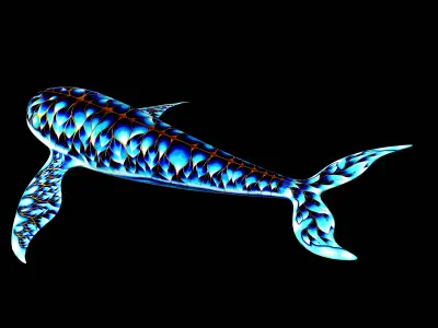 Fat-bellied blue whale Low-poly 3D model