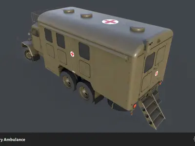 PV3S Truck Ambulance Set Low-poly 3D model