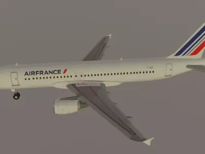 Air France Airbus a320-214  low poly 3D model  Low-poly 3D model