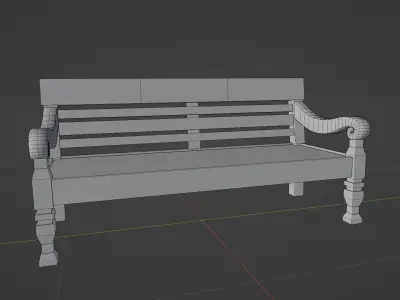 Javanese style wooden sofa Free low-poly 3D model