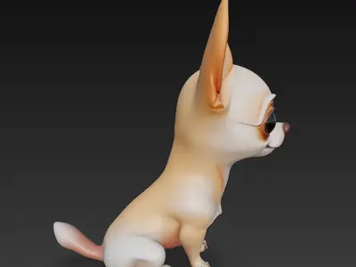 Chihuahua Puppy Dog Realistic 3D Model - Low Poly Realistic Low-poly 3D model