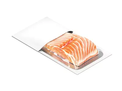 White Salmon Carton Pack - trout cardboard container  3D model