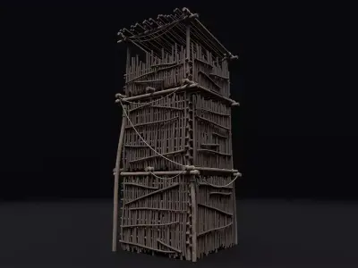 Realistic Medieval Watchtower Low-poly 3D model