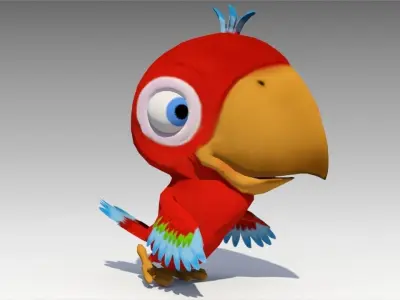 Parrot Toon Animated Low-poly 3D model